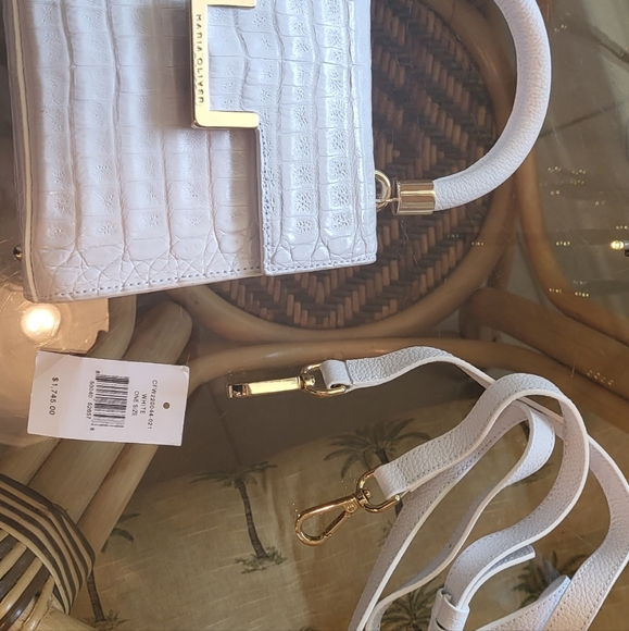 White Maria Oliver Michelle Crocodile top handbag - Picture 14 of 16